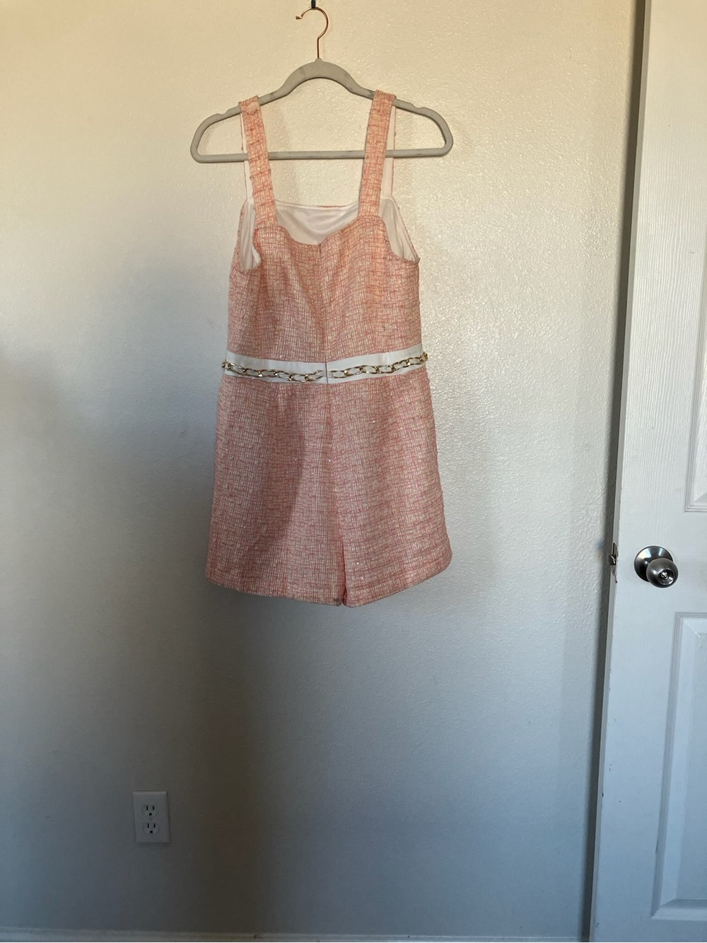 Walter Baker Paloma Tweed Romper Zip Back Pink Preppy 12 NEW $268 - Picture 2 of 16